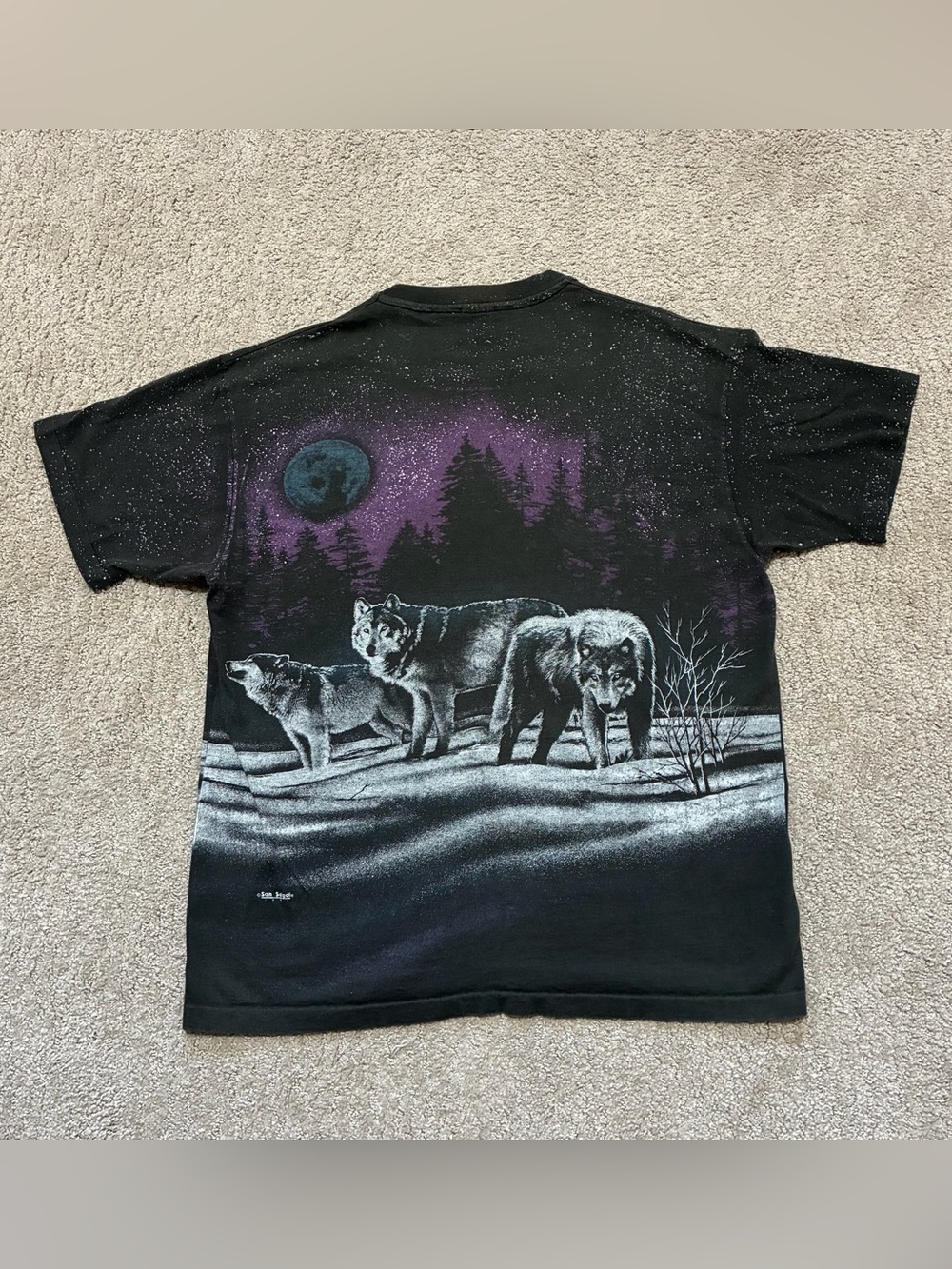 Vintage 1991 San Segal Wolves All Over Print Single Stitch Tee - Picture 6 of 8